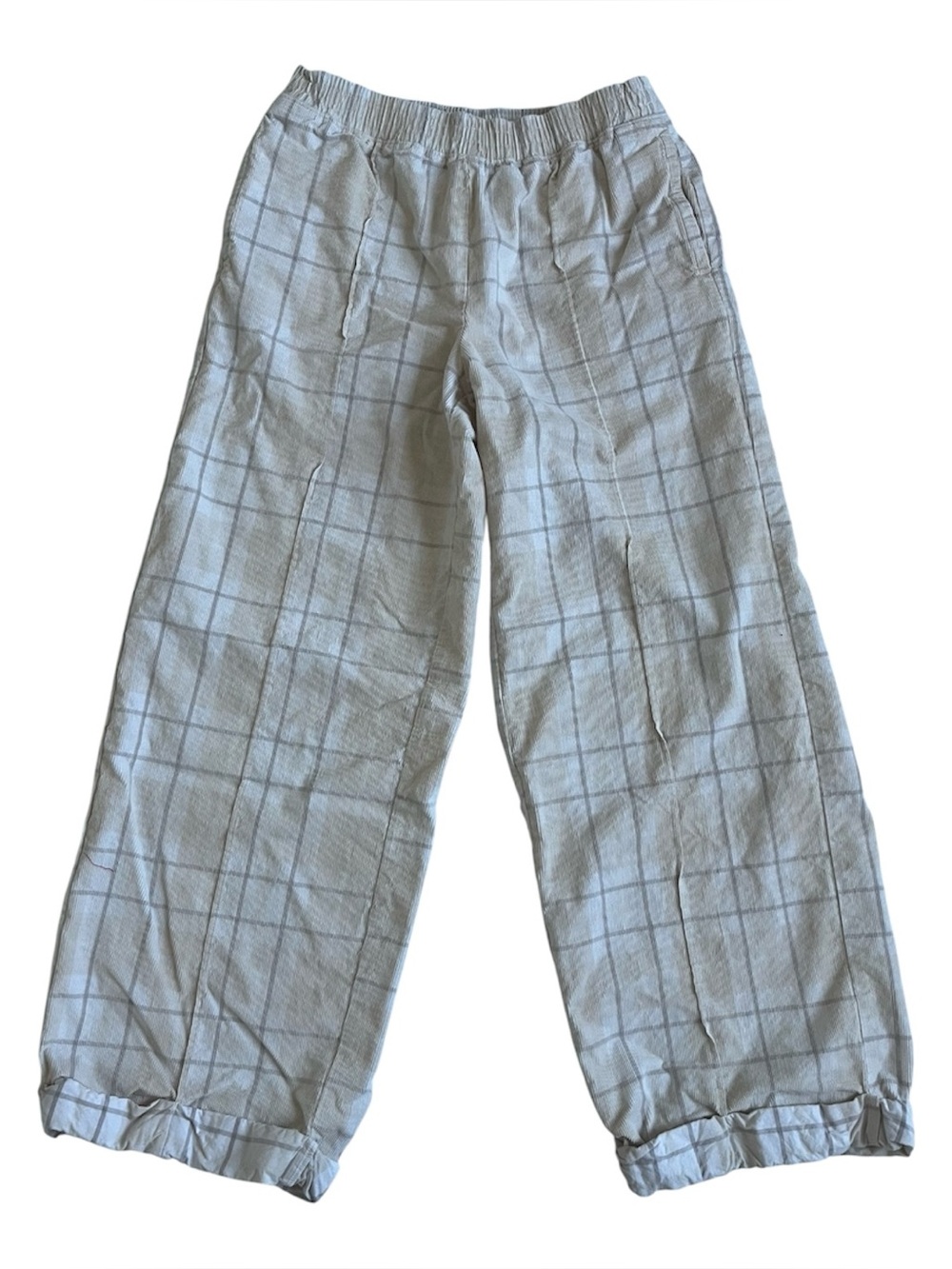 OFFLINE by aerie cream Plaid Wide-Leg Pants